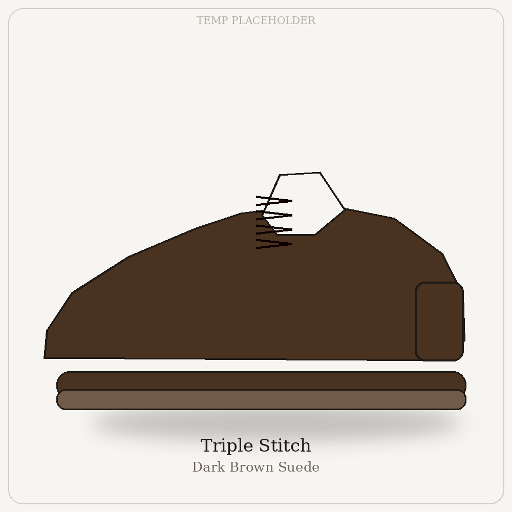 Triple Stitch - Dark Brown Suede