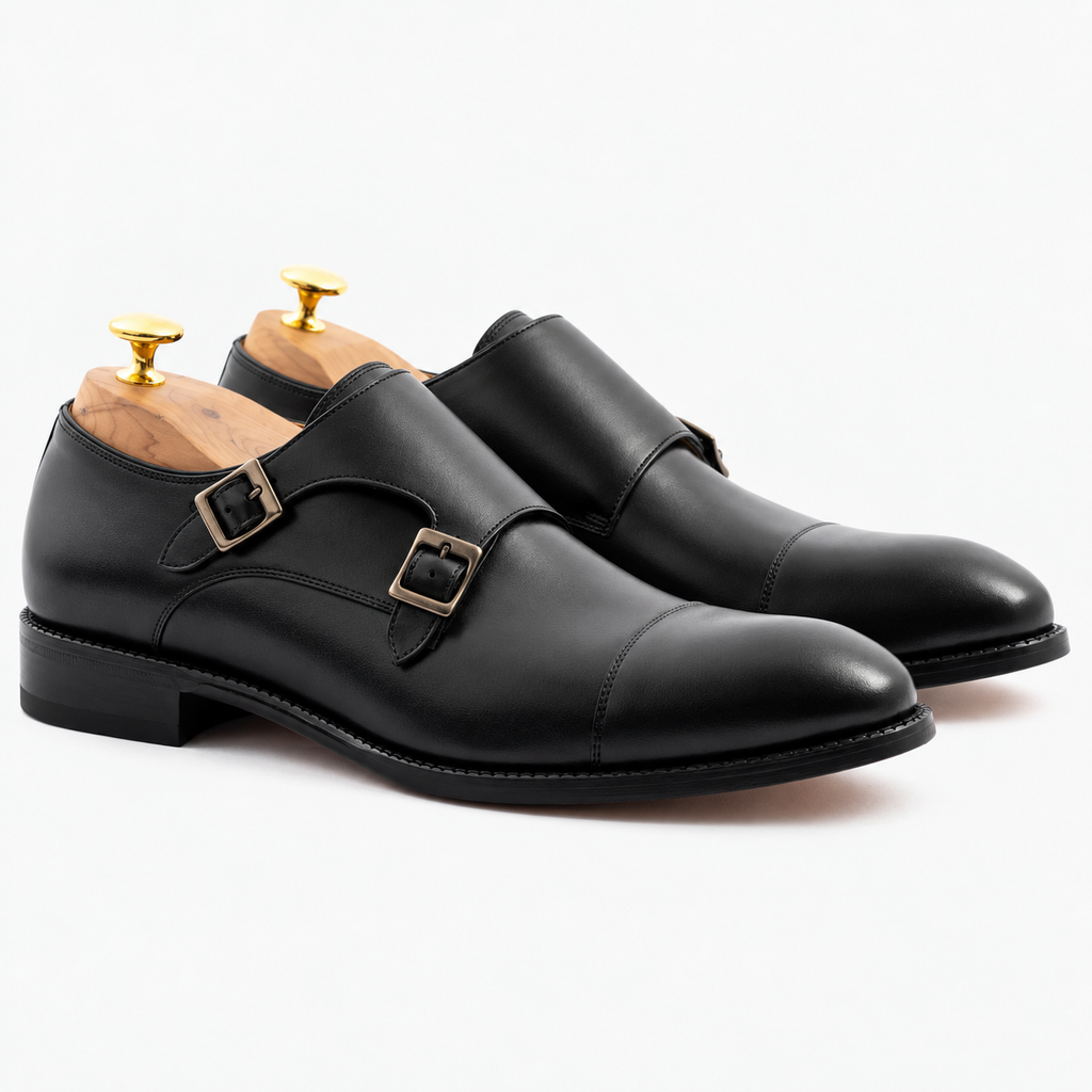 Double Monk Black — пара с двух ракурсов на колодках